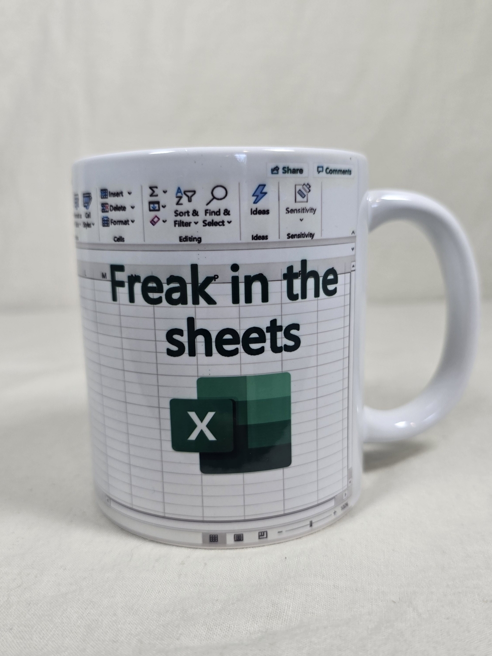 Funny Excel Mug Freak in the Sheets Spreadsheet Office Accountant Coffee Cup